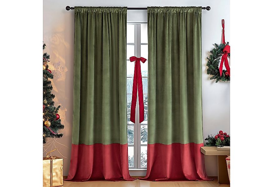 BTTO V&G Gardine Vorhang Samt Blickdicht,Weihnachtsvorhänge,Verdunkelungsvo günstig online kaufen