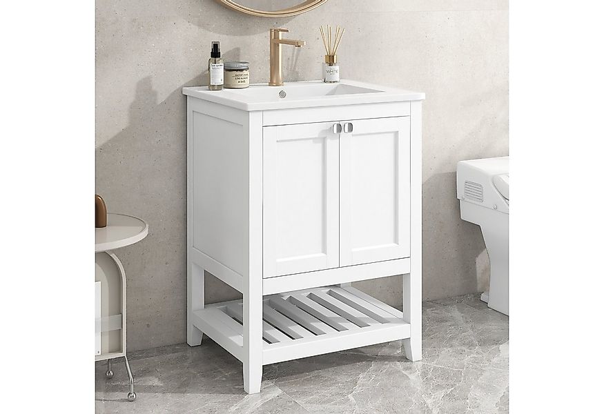 Flieks Waschtisch (1-St), Badezimmerschrank mit Waschbecken, Badmöbel in Br günstig online kaufen