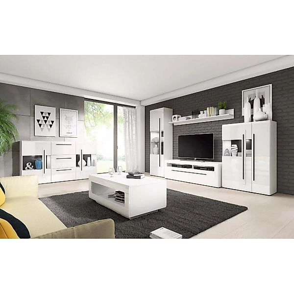 Wohnzimmer Set inkl. Wohnwand Sideboard Couchtisch und Beleuchtung TURDA-83 günstig online kaufen