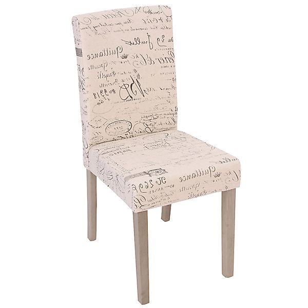 MCW Esszimmerstuhl Littau Schrift 4er-Set Textil mit Schriftzug Creme Beine günstig online kaufen