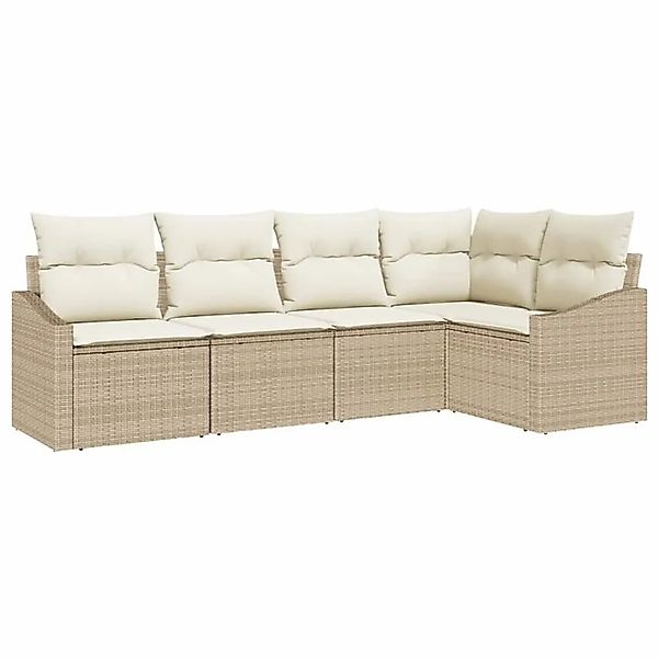 vidaXL Sofa Set mit Kissen 5-Tlg Beige und Creme Poly-Rattan 3355390 günstig online kaufen