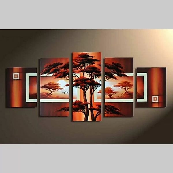 5 Leinwandbilder AFRIKA Baum (3) 150 x 70cm Handgemalt günstig online kaufen