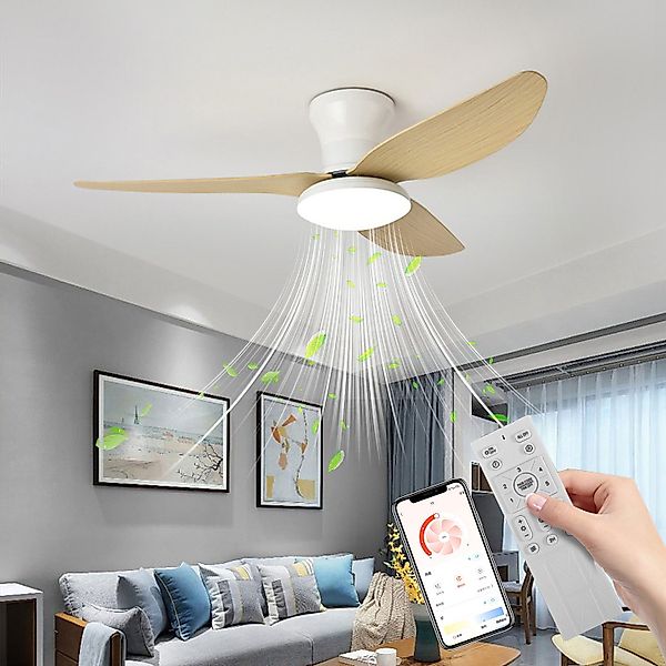 OYLCDI Deckenleuchten Leise Deckenventilator LED Deckenleuchte,APP-Kontroll günstig online kaufen