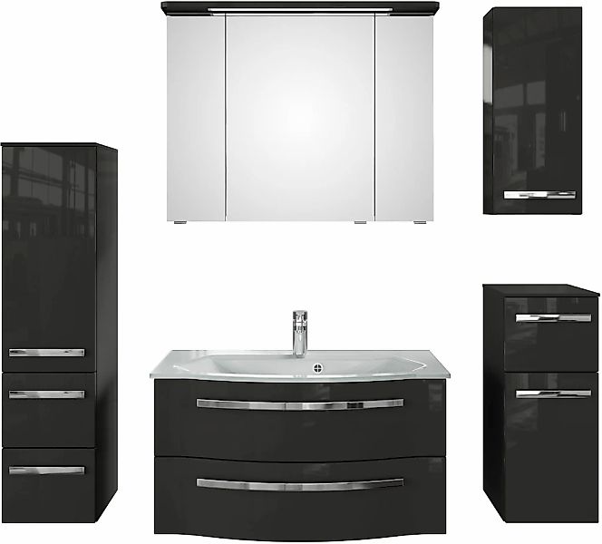 Saphir Badmöbel-Set "Serie 4005, vormontiert, Glaswaschbecken, Spiegelschra günstig online kaufen