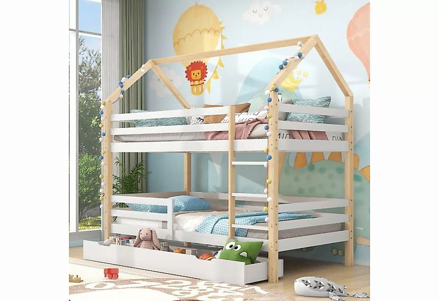 PHOEBE CAT Etagenbett, Kinderbett mit großen Schublade 90*200cm, Kiefernhol günstig online kaufen