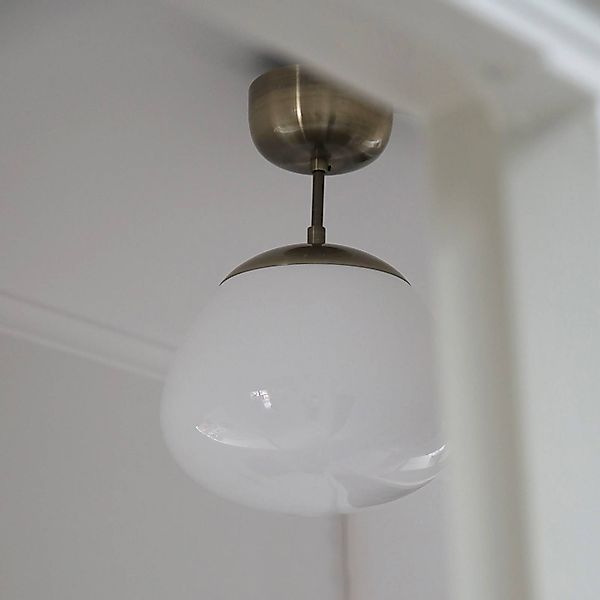 Deckenleuchte Rise, messingfarben antik, Glas, Ø 25 cm günstig online kaufen