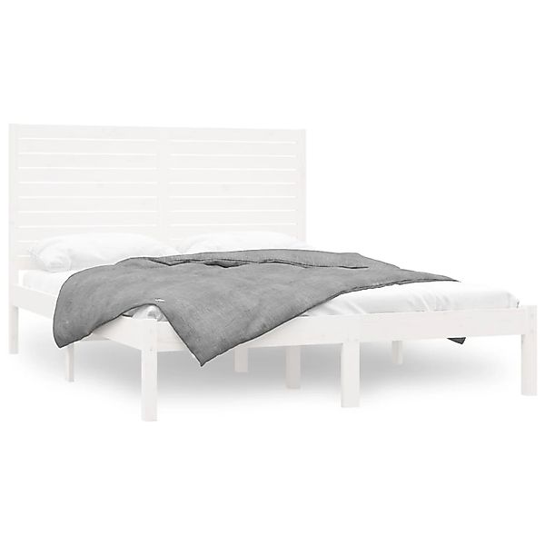 vidaXL Bettgestell, Massivholzbett Weiß 160x200 cm günstig online kaufen