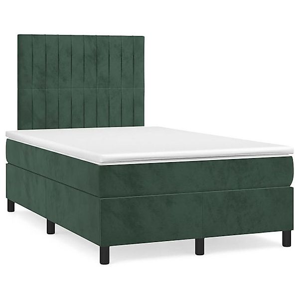 vidaXL Boxspringbett, Boxspringbett mit Matratze Dunkelgrün 120x200 cm Samt günstig online kaufen