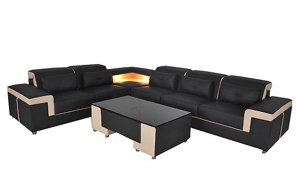 Xlmoebel Sofa Große moderne Ledercouch in L-Form mit XXL-Wohnlandschaft und günstig online kaufen