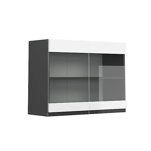 Vicco Küchenglasschrank R-Line Glashängeschrank Weiß/Anthrazit 80 cm J-Shap günstig online kaufen