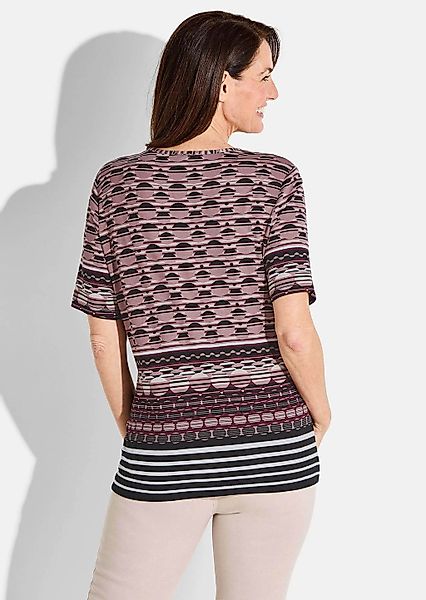 GOLDNER T-Shirt "Halbarm Oberteil mit Streifen, Viskose" Rundhalsausschnitt günstig online kaufen