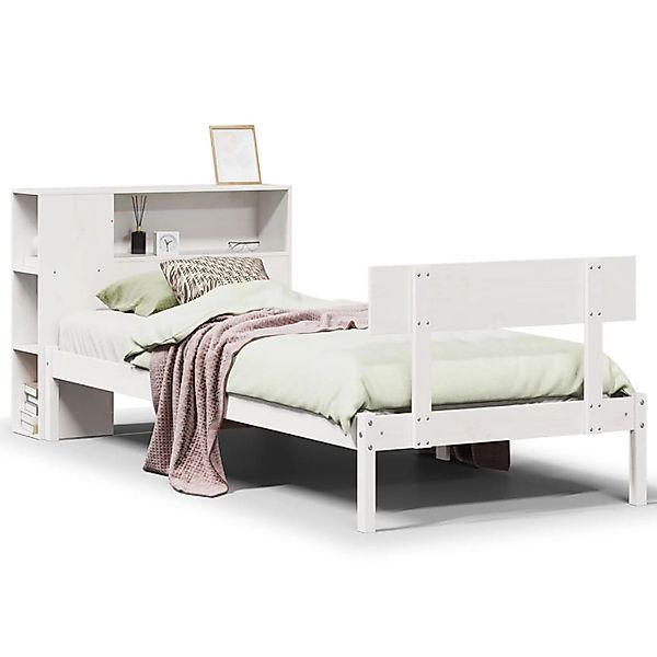 vidaXL Massivholzbett mit Regal ohne Matratze Weiß 100x200 cm Kiefer 332179 günstig online kaufen