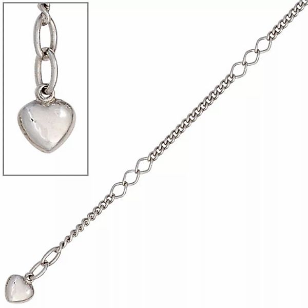 SIGO Fußkettchen Fußkette Herz 925 Sterling Silber rhodiniert 27 cm Karabin günstig online kaufen