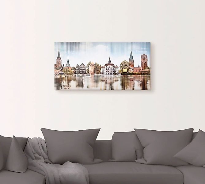 Artland Leinwandbild "Lüneburg Skyline Abstrakte Collage", Deutschland, (1 günstig online kaufen