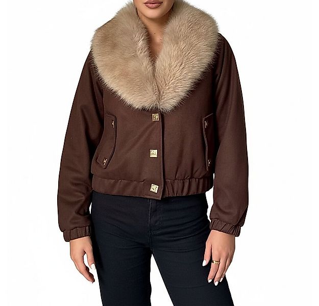 Ital-Design Bomberjacke Luxuriöse Bomberjacke mit Kunstpelzkragen für Damen günstig online kaufen