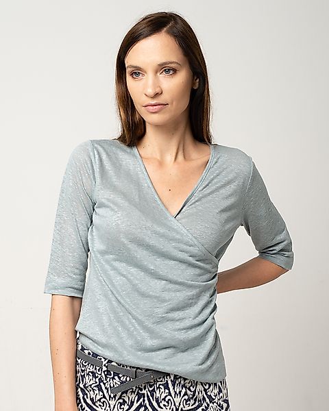 Shirt In Wickeloptik Aus Leinen-jersey 'Linen Drape' günstig online kaufen