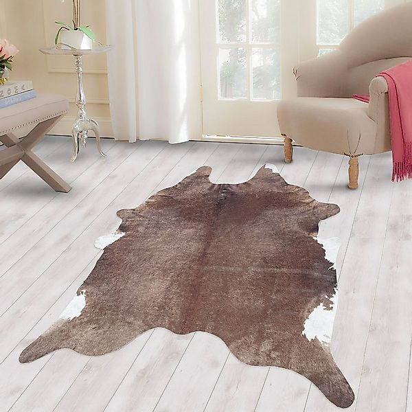 Carpettex Fellteppich Rindsleder Imitat, Rund, Höhe: 7 mm, Fellteppich Kuhf günstig online kaufen
