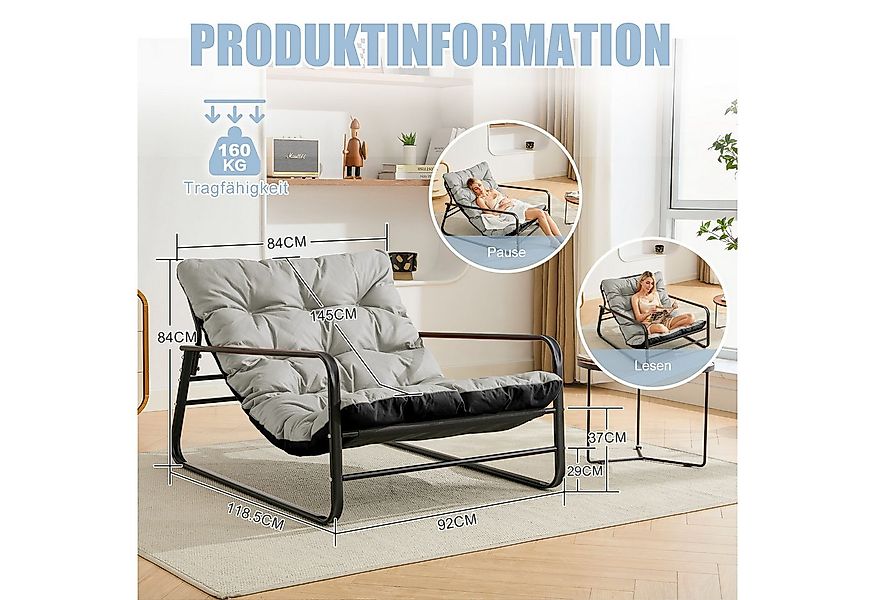 HomeMiYN Loungesessel Loungesessel Sessel Wohnzimmer Gartenliege mit Wendek günstig online kaufen