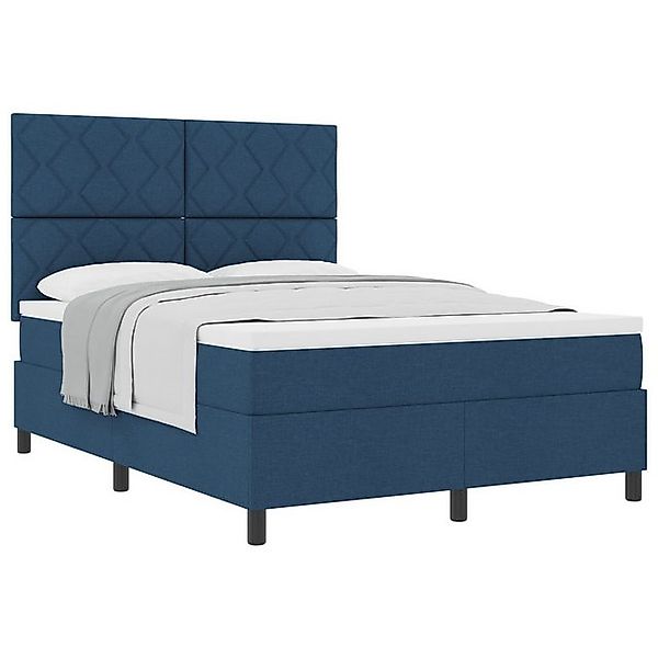 vidaXL Bett Boxspringbett mit Matratze Blau 140x200 cm Stoff (1-tlg) günstig online kaufen