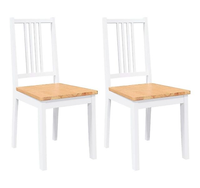 vidaXL Esszimmerstuhl Esszimmerstühle 2 Stk. Weiß Massivholz Gummibaum (2 S günstig online kaufen
