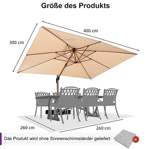 PURPLE LEAF Ampelschirm Holzoptik Rechteckiger Außenbereich günstig online kaufen
