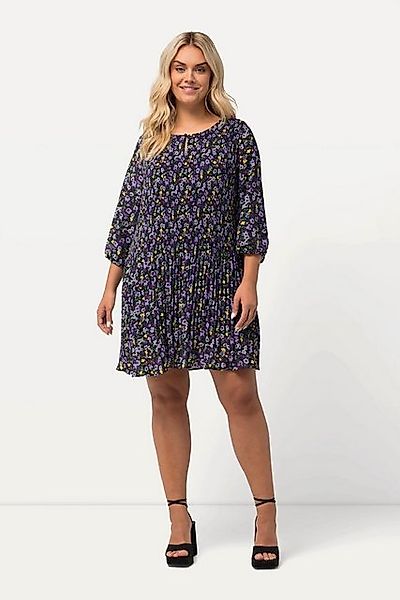 Ulla Popken Minikleid Plissee-Minikleid Blüten Rundhals günstig online kaufen