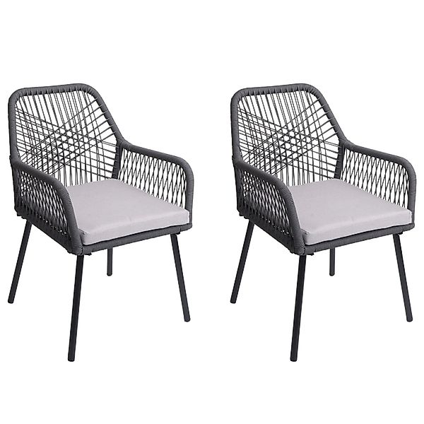 PROREGAL Gartenstuhl 2er-Set 81x54x62cm Sitzhöhe 46cm Outdoor Sitzpolster A günstig online kaufen