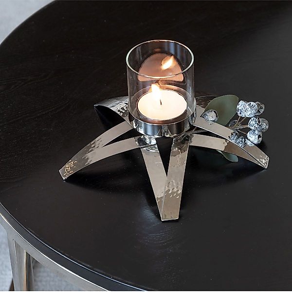 Fink Kerzenleuchter CLAIRE Leuchter - D. 25cm - silber aus Edelstahl - Teel günstig online kaufen