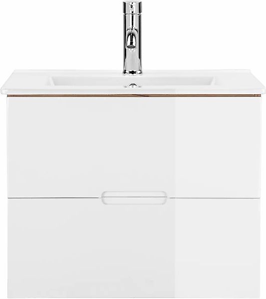 welltime Waschtisch "Lund Badmöbel Schrank Unterschrank mit Becken" Set, Wa günstig online kaufen