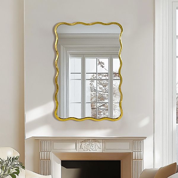 G-LEAF Wandspiegel mit Wellen-Design, eleganter Eisenrahmen günstig online kaufen