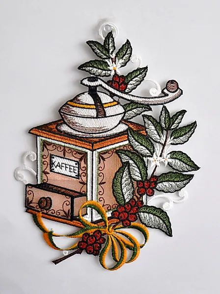 Stickereien Plauen Fensterbild »Kaffeemühle« günstig online kaufen