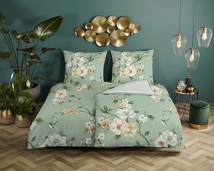 Descanso Wendebettwäsche "Sizena" 2 Stk. Satin, Reißverschluss, Paspel, Bie günstig online kaufen