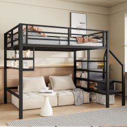 Flieks Hochbett Metallbett 140x200cm mit Einlegeböden günstig online kaufen