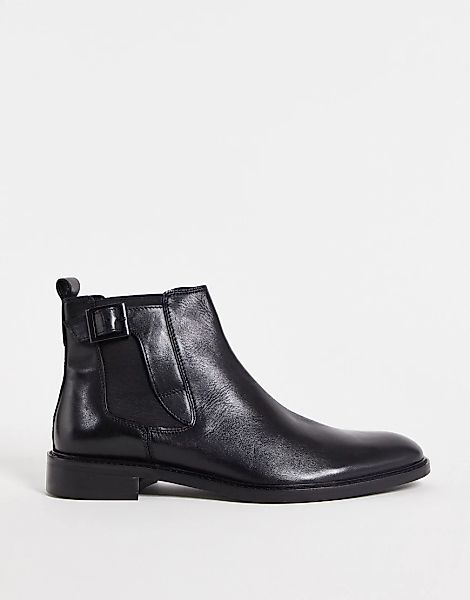 Dune – Canastille – Chelsea-Stiefel aus schwarzem Leder günstig online kaufen