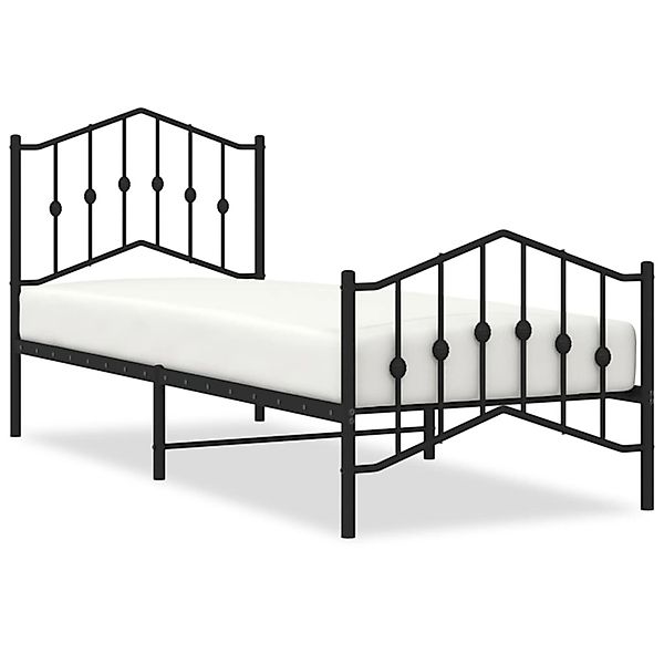 vidaXL Bettgestell, Bettrahmen mit Kopf- und Fußteil Metall Schwarz 80x200 günstig online kaufen