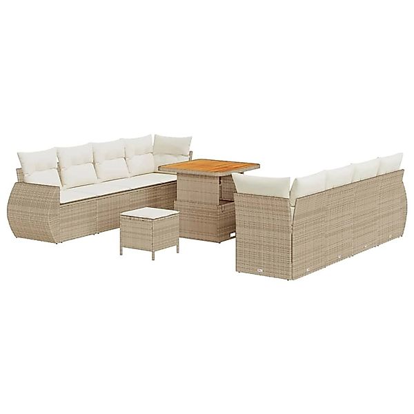 vidaXL Garten-Sofa-Set mit Speicher 11-Tlg Beige Poly Rattan 3363796 günstig online kaufen