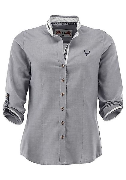 OS Trachten Trachtenbluse Prayan Tailliert, Stehkragen, V-Ausschnitt, 7/8-K günstig online kaufen