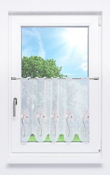 Plauener Spitze® Scheibengardine Orchideen (1 St), transparent, HxB 55x48cm günstig online kaufen