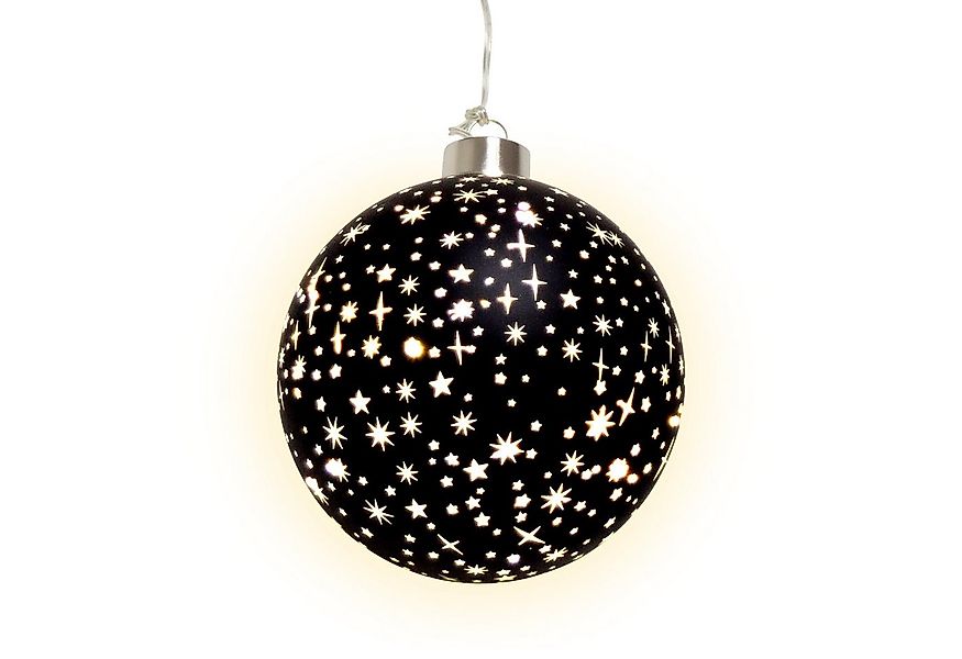 Spetebo LED Dekofigur Weihnachts Glaskugel Sterne schwarz matt, Batterie be günstig online kaufen
