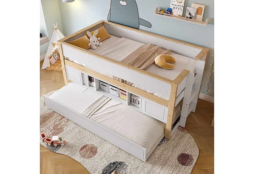 Ulife Etagenbett mit ausziehbarem Bett,Kinderbett,mehrere Ablagefächer, 90x günstig online kaufen
