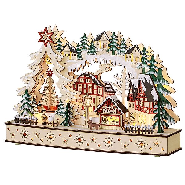 HOMCOM Weihnachtsdorf LED Winterlandschaft mit Waldszene, Weihnachtshäusern günstig online kaufen