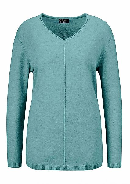 GOLDNER Strickpullover "Kurzgröße Basicpullover mit V-Ausschnitt" Aufwendig günstig online kaufen