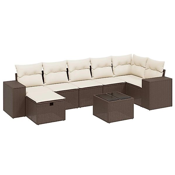 vidaXL 8-Tlg Garten-Sofagarnitur mit Kissen Braun Poly Rattan 3264469 günstig online kaufen