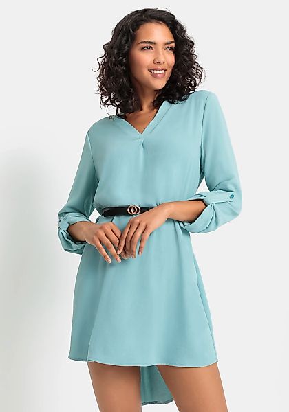 LASCANA Longbluse, (mit Gürtel in Lederoptik), aus gekreppter Ware, Blusenk günstig online kaufen