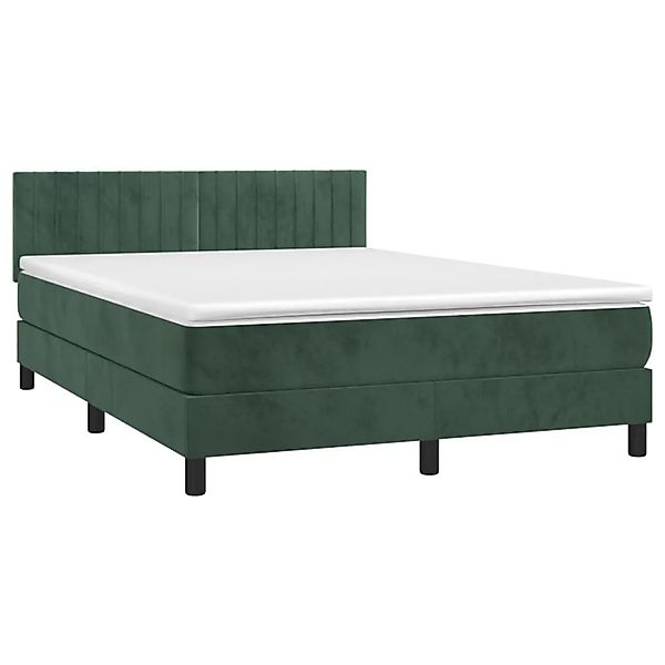 vidaXL Boxspringbett mit Matratze Dunkelgrün 140x200 cm Samt 3141428 günstig online kaufen