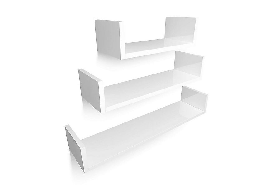 Homfa Wandregal, 3-tlg., Schweberegal aus Holz, 30/45/60 cm weiß günstig online kaufen