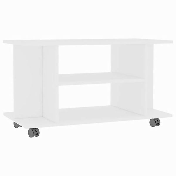 vidaXL TV-Schrank TV-Schrank mit Rollen Weiß 804040 cm Spanplatte Lowboard günstig online kaufen