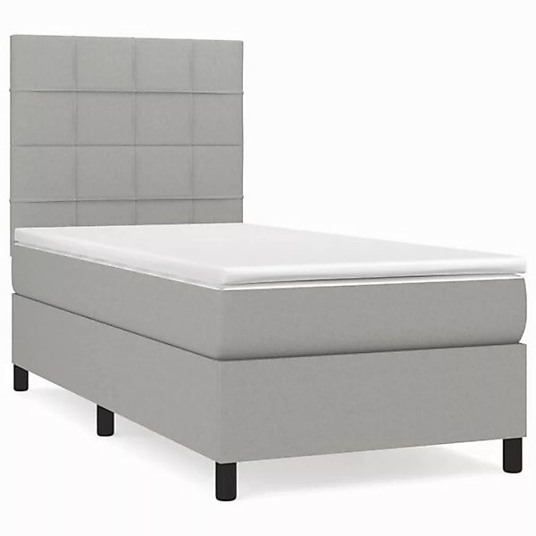 furnicato Bett Boxspringbett mit Matratze Hellgrau 90x190 cm Stoff (1-tlg) günstig online kaufen