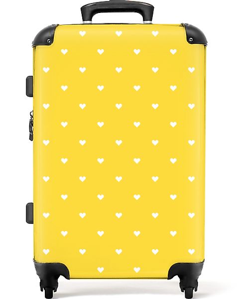NoBoringSuitcases.com© Hartschalen-Trolley Herzen - Gelb - günstig online kaufen