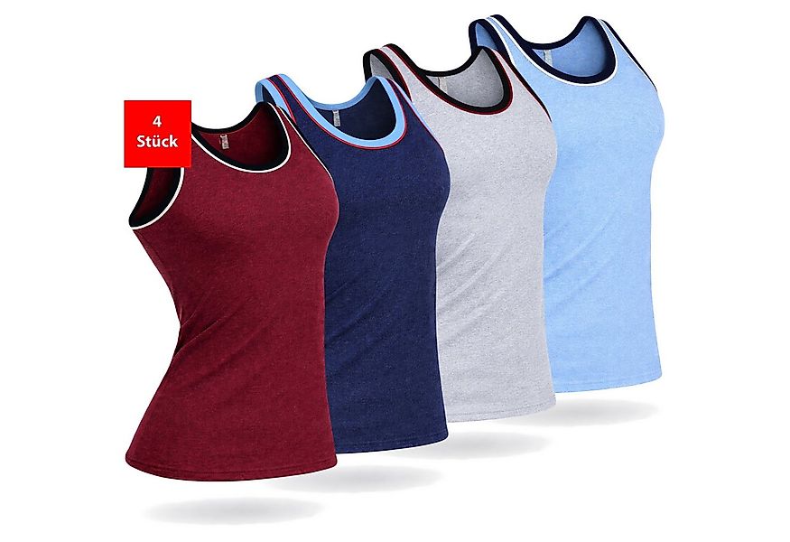 Fashionschmiede Unterhemd Herren Unterhemd 4er Pack Baumwolle Tank Top mela günstig online kaufen